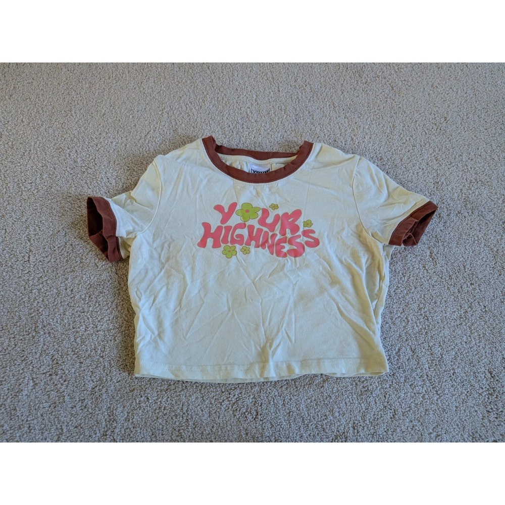 Women's Your Highness Crop Top Graphic Tee Medium Flower Power